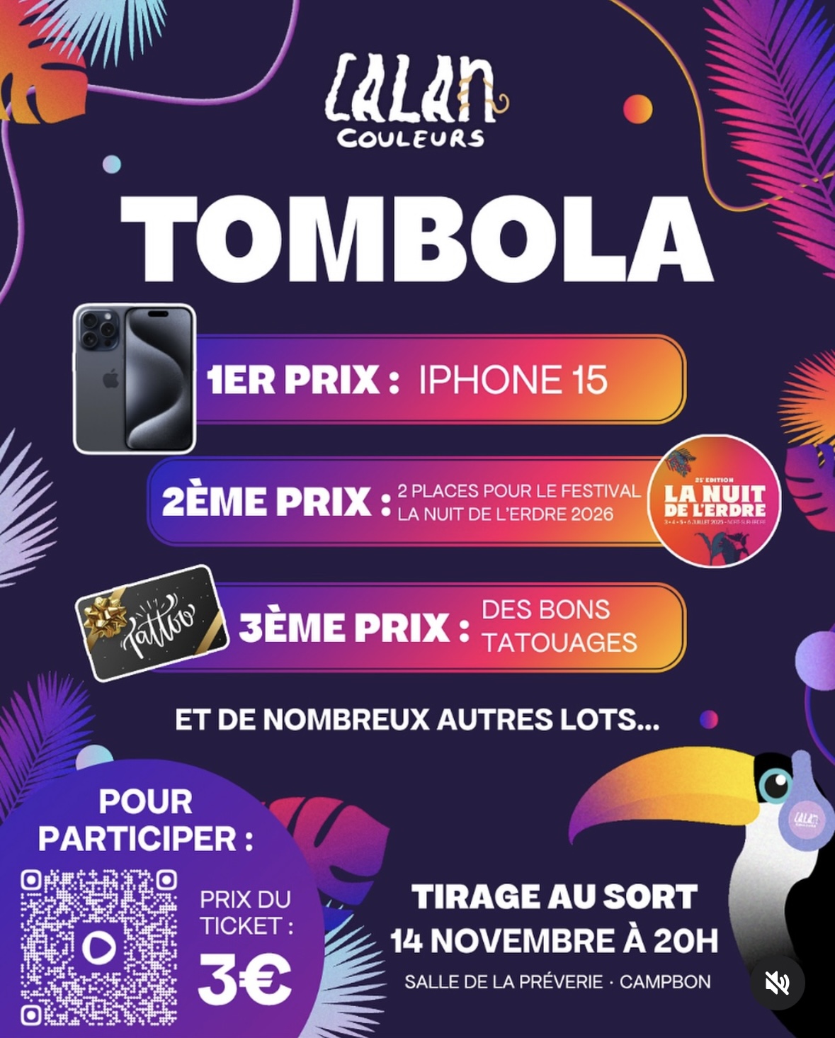 Affiche Tombola Calan’Couleurs